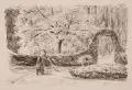 Max Liebermann, Bedienerin im Garten von Wannsee, 1925, Lithographie auf faserigem Papier