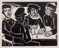 Max Pechstein, In der Kneipe, Kajüte, 1922, Holzschnitt auf Velin