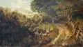 Carl Spitzweg, Kirchgang bei Dachau (Kirchgang im Ampertal), Öl auf Leinwand