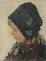 Bruno Breil, Portrait eines Mädchens mit Mütze. Frühes 20. Jh, Öl auf Leinwand