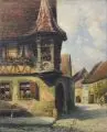 Ludwig Mößler, Rothenburg ob der Tauber - Blick auf den Feuerleinserker, 1925, Öl auf Leinwand