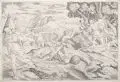 Marcantonio Raimondi, David enthauptet Goliath, Um 1520, Kupferstich auf kräftigem Bütten nach Raffael