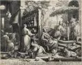 Raphael Sadeler the Elder, Christus in Emmaus, 1593, Kupferstich auf Bütten nach einem Gemälde von Jacopo Bassano