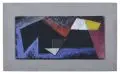 Geometrische Komposition mit gelber Trapezform. Ohne Jahr by Erhard Hippold, Öl auf Sperrholz, sold Mar 2015