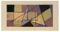 Geometrische Komposition in Gelb, Braun, Blau und Rot. Ohne Jahr by Erhard Hippold, Öl auf Sperrholz, sold Mar 2015