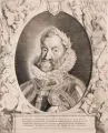 Pieter van Sompel, Rudolphus II, 1644, Radierung auf Bütten mit Wasserzeichen (Lilie über Wappen mit Schrägbalken, wohl Straßburg)