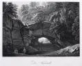 Christian Gottlob Hammer, Der Wasserfall im Amselgrunde, Radierungen auf Kupferdruckpapier. "Wasserfall" in der Platte mittig mit der Verlagsadresse von Heinrich Rittner versehen und darunter betitelt. "Kuhstall" nach