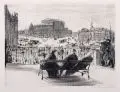 Paul Paeschke, Dresden - Blick auf Theaterplatz mit Semperoper, Um 1920, Radierung auf Büttenkarton