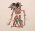 Carl Rade, Fünf Skizzen und eine Spielfigur in der Art des indonesischen Wayang Kulit (Schattenspiel). Ohne Jahr, Verschiedene Techniken auf verschiedenen Papieren
