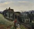 Paul Jacoby, Sommertag an der Burg Hohnstein (Sachsen). 2. H. 19. Jh, Öl auf Leinwand