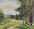 Georg Höhlig, Erzgebirgslandschaft. Ohne Jahr, Öl auf Leinwand