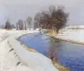 Hans Klatt, Wintersonne an der Würm. Wohl um 1900, Öl auf Leinwand