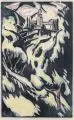 Ohne Titel (Kloster auf dem Berg) by Siegfried Berndt, 1919, Farbholzschnitt auf feinem Bütten, sold Dec 2014