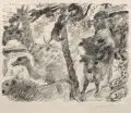 Lovis Corinth, Die Befreiung aus der Arche, 1923, Lithographie in Schwarz auf hellbeigefarbenem "Johann-Wilhelm" - Bütten