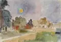 Gussy Hippold-Ahnert, Abendlandschaft mit Bäumen