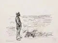 Max Liebermann, Mann am Meer. Wohl 1927/ 1928, Holzstich