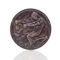 Rudolf Bosselt, Erinnerungsmedaille zur Internationalen Weltausstellung Brüssel 1910, 1910, Bronze, gegossen, braun patiniert
