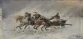 Adolf "Constantin" Baumgartner-Stoiloff, Quadriga im Schneesturm. Spätes 19. Jh, Öl auf Holz