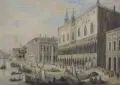 Woldemar Hermann, Der Dogenpalast in Venedig. Mitte 19. Jh, Öl über Blei auf Papier