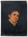 Wilhelm Maria Leibl, (Umkreis ?), Portrait einer Dame im schwarzen Kleid mit weißem Spitzenkragen, Um 1880, Öl auf Holz