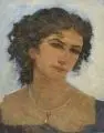 Hans Unger, Portrait einer Dame mit Perlenkette, Um 1915, Öl auf Malpappe