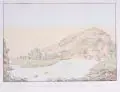 Cascade auprès de la maison du Garde-chasse dans la Vallée de Plauen près de Dresde. by Johann Friedrich Wizani, Um 1810, Umrißradierung, koloriert, sold Sep 2014