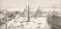 (Maler der Vorlage), Die Piazza del Popolo in Rom. Ende 17. Jh by Gaspar van Wittel, Radierung auf Bütten, sold Sep 2014