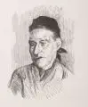 Bäuerin by Max Liebermann, 1911, Holzschnitt auf wolkigem Papier, sold Sep 2014