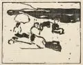 Arthur Segal, Am Strande, 1912, Holzschnitt auf dünnem gelben Papier