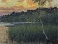 Carl Hessmert, Sommerabend am See, Um 1915, Öl auf Leinwand