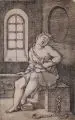 Hans Sebald Beham, Kleopatra, 1520, Kupferstich auf Bütten, auf Untersatzkarton montiert