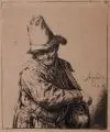 Adriaen van Ostade, Drehorgelspieler, 1647, Radierung auf bräunlichem Papier