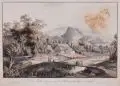 Daniel Berger, Die Falkenberge von der Mitternacht=Seite in Schlesien, 1810, Altkolorierte Umrißradierung