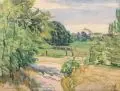 Johannes Hänsch, Kleine Auenlandschaft, 1934, Aquarell über Graphit