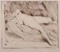 Georg Hermann Gelbke, Liegendes Weib, 1914, Radierung und Kaltnadel auf Velin