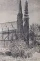 Richard Müller, Sophienkirche in Dresden, 1915, Graphitzeichnung
