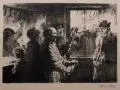 Robert Sterl, Kneipe, 1897, Lithographie (?) auf gelblichem Kupferdruckpapier