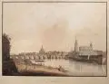 Christian Gottfried Morasch, Dresden, Altkolorierte Umrißradierung