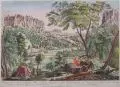 Johann Christoph Nabholz, Prospect der Chursächsischen Berg Vestung Königstein […], Um 1780, Altkolorierter Kupferstich, Guckkastenblatt