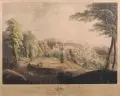 Carl August Wizani, Schloß Hohnstein bey Stolpen., Um 1800, Altkolorierte Umrißradierung