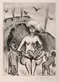 Max Pechstein, Yali VIII (Das weiße Weib mit den farbigen Kindern), 1923, Kaltnadelradierung mit Roulette und Pinselätzung auf faserigem Bütten