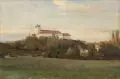 Carl Irmer, Blick auf Schloß Ballenstedt im Harz. Ende 19. Jh, Öl auf dünner Malpappe