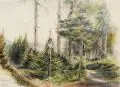Carl Wilhelm Müller, Schierke, Harz, Gouache und Blei auf Papier