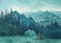 Otto Lange, Otto Paul Lange, Böhmische Landschaft mit zwei Jägern. Ohne Jahr