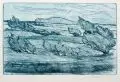 Emil Maetzel, Landschaft / Kopfweiden. 1939 / 1943, Farbradierungen in Blau