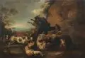 Carl Borromäus Andreas Ruthart, (Nachfolge), Hundemeute, die Bären angreifend. Frühes 18. Jh, Öl auf Leinwand
