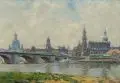 Ludwig Muhrmann, Dresden - Blick vom Neustädter Ufer auf die Altstadt. Ohne Jahr, Öl auf Leinwand