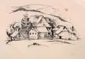 Karl Hofer, Gehöft, Um 1925, Lithographie auf Torchon