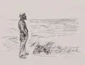 Max Liebermann, Mann am Meer. Wohl 1927/ 1928, Holzstich
