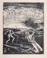 Johannes Wüsten, Flucht und Elend, 1922, Holzschnitt auf Japan